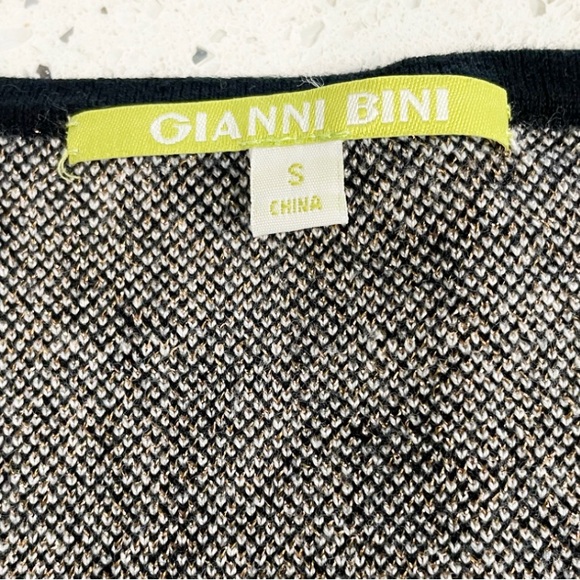 Gianni Bini Sweater Dress Small Black Cream Baroque Print Long Sleeve Bodycon - Picture 4 of 9